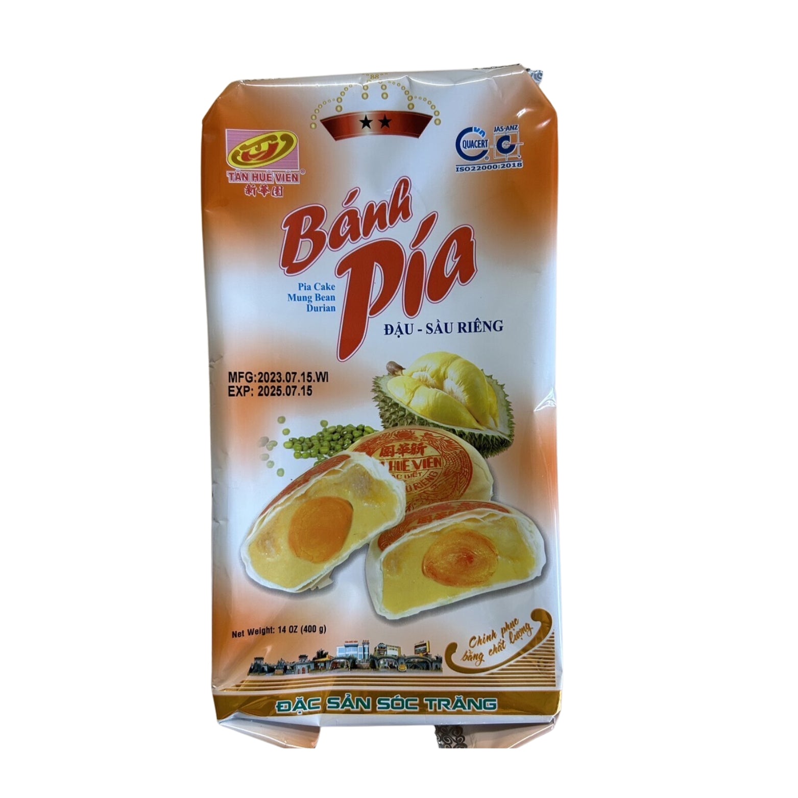 Bánh pía đậu,sầu riêng, trứng muối 400g (4 bánh)